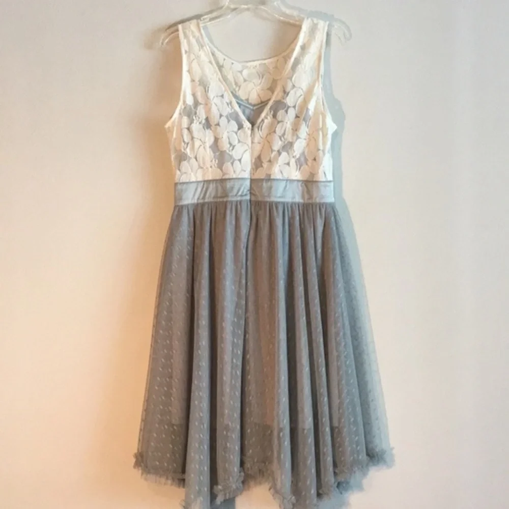 Nwt Tiered Tulle Lace Dress A-line Eyelet Anthropologie Midi Sleeveless Dress - Picture 7 of 10